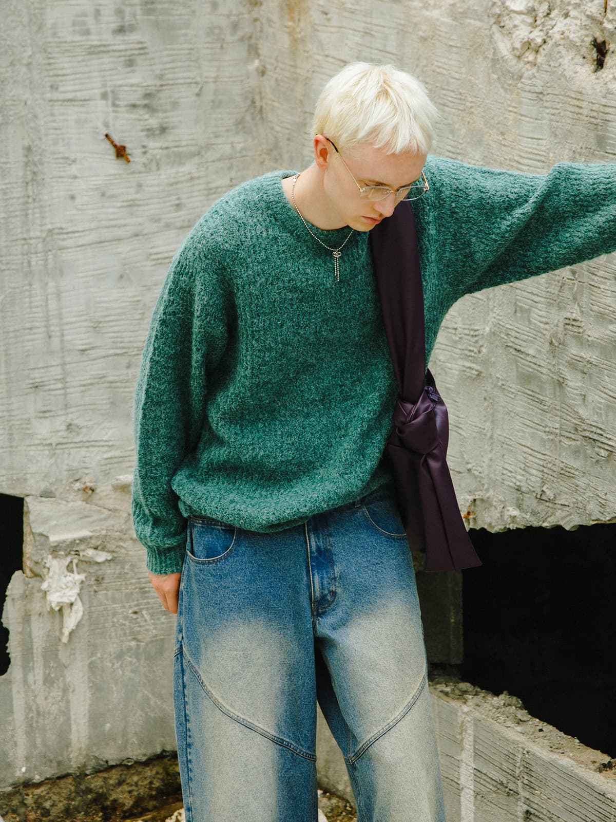 ※おさむさん専用※　マルボン Down Sweater ダンボールニット×ニット コンビプルオーバー（47-71KK05-205